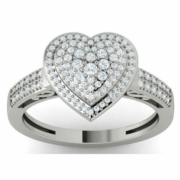 1/2 CTW Diamond Heart Ring in 10KT White Gold