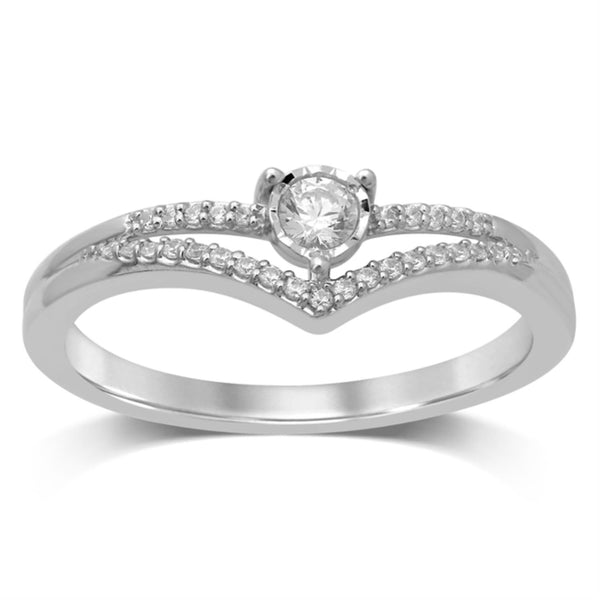 1/5 CTW Diamond Tiara Crown Ring in 10KT White Gold
