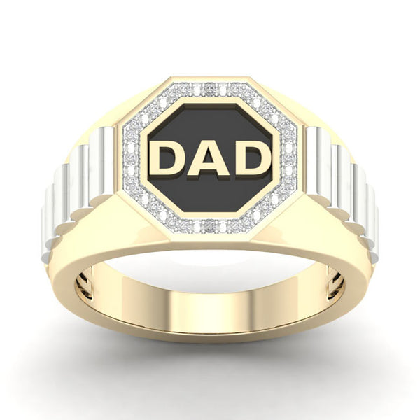 1/20 CTW Diamond Dad Ring in 10KT White and Yellow Gold