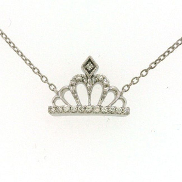 1/10 CTW Diamond Tiara Crown Necklace in Sterling Silver
