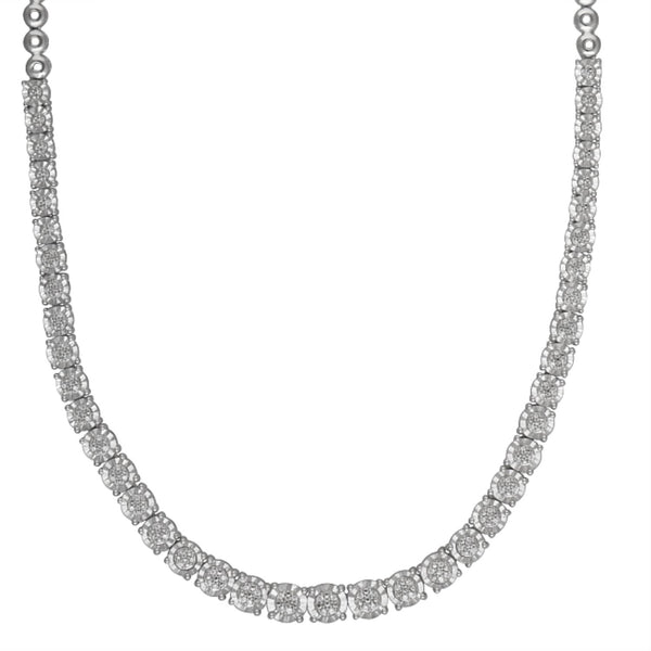 1/3 CTW Diamond Illusion Set Tennis 18" Necklace in Sterling Silver