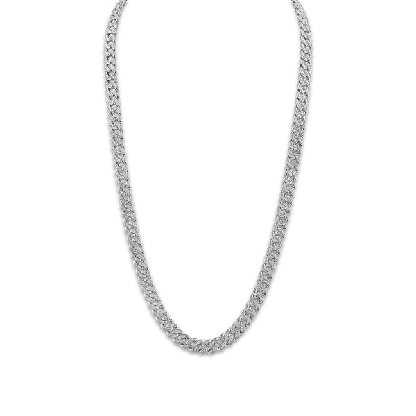 Luxe Layers 1 CTW Diamond Cuban Link 24" Chain in Rhodium Plated Sterling Silver