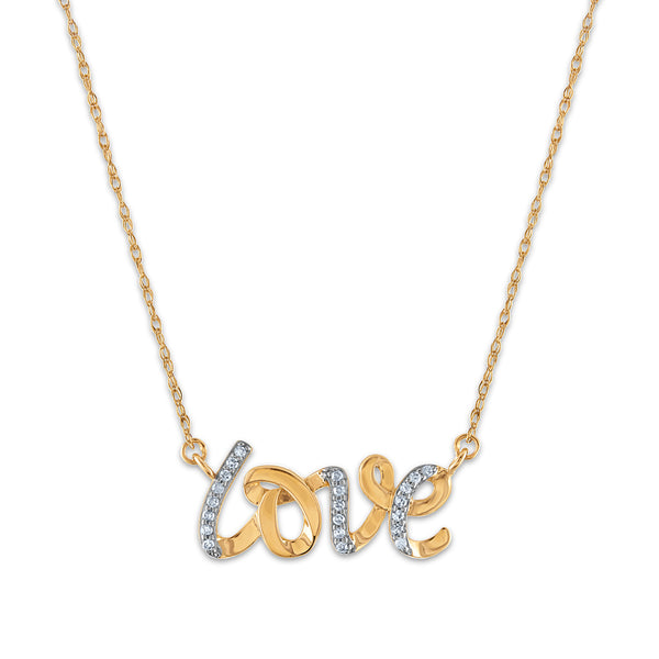 1/16 CTW Diamond Fashion Love 18" Necklace in 10KT Yellow Gold