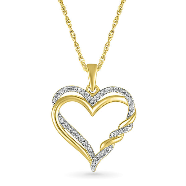 1/6 CTW Diamond Heart 18" Pendant in 10KT Yellow Gold
