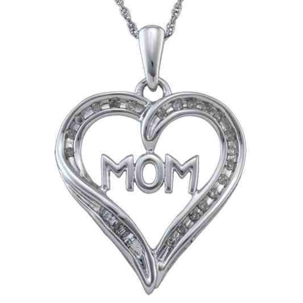 1/10 CTW Diamond Mom 18" Pendant in 10KT White Gold