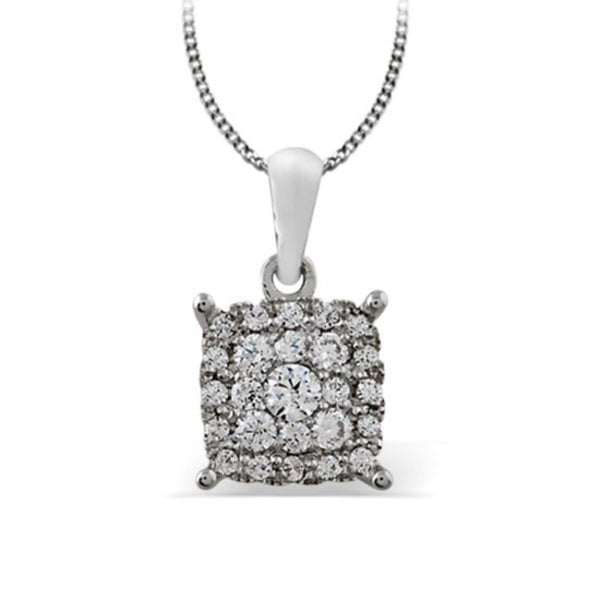1/2 CTW Diamond Cluster 18" Pendant in 10KT White Gold
