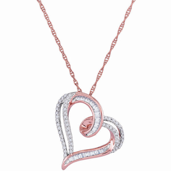 1/4 CTW Diamond Heart 18" Pendant in 10KT Rose Gold