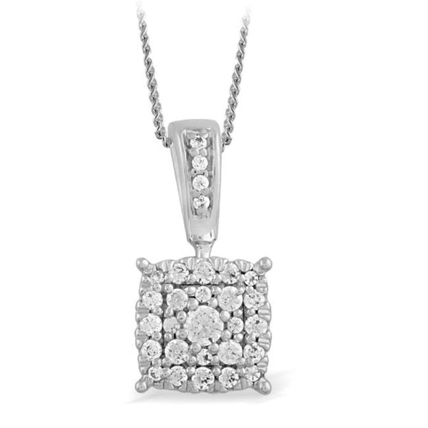 1/7 CTW Diamond Cluster 18" Pendant in 10KT White Gold
