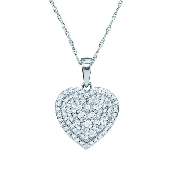 1/2 CTW Diamond Heart 18" Pendant in 10KT White Gold