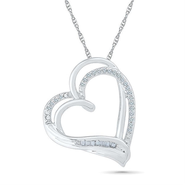 1/10 CTW Diamond Heart 18" Pendant in 10KT White Gold