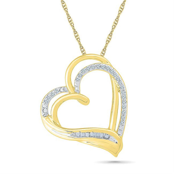 1/10 CTW Diamond Heart 18" Pendant in 10KT Yellow Gold