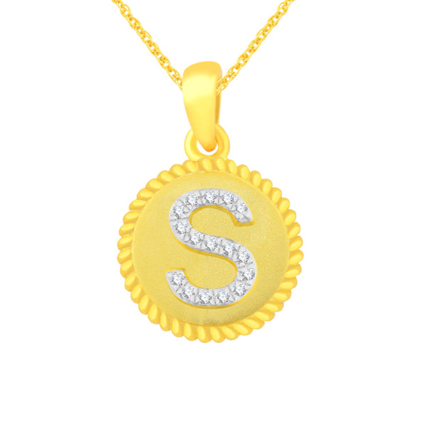 1/20 CTW Diamond Initial 18" Pendant in 10KT Yellow Gold; Initial S
