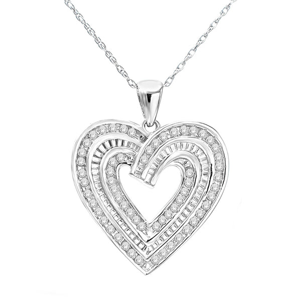 1/2 CTW Diamond Heart Pendant in Sterling Silver