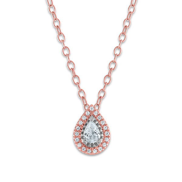 1/7 CTW Diamond Halo 18" Pendant in 10KT Rose Gold