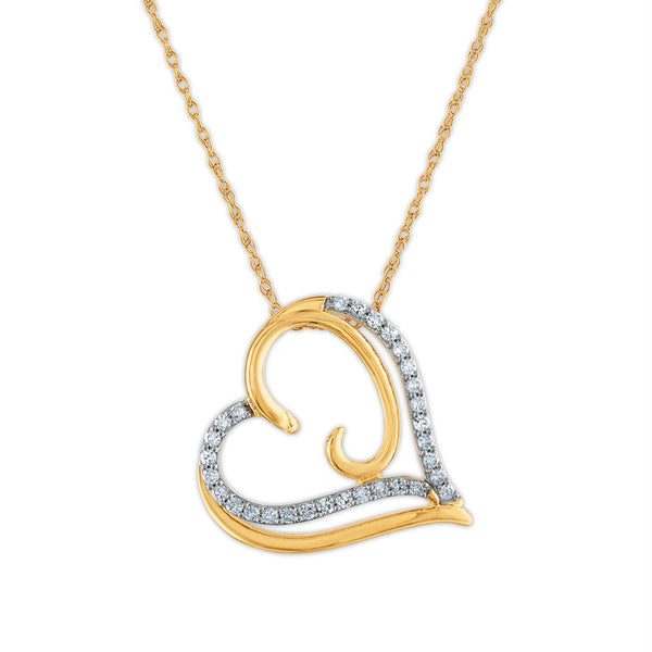 1/5 CTW Diamond Heart 18" Pendant in 10KT Yellow Gold