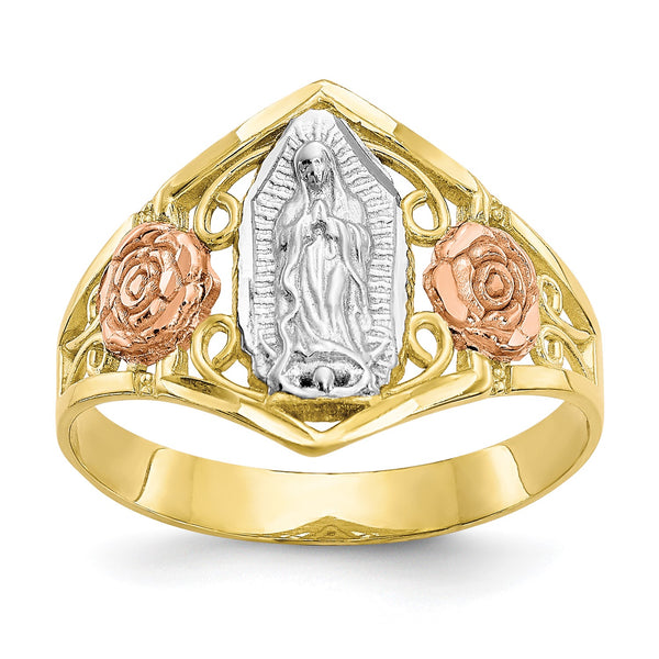 10KT Tri-Color Gold Guadalupe Ring; Size 6