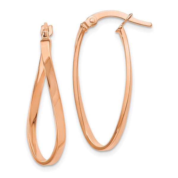 10KT Rose Gold 26X12MM Hinged Hoop Earrings