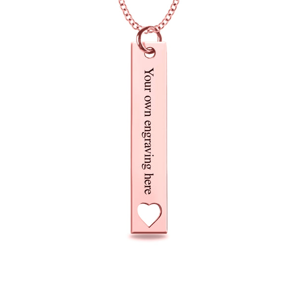 Mitchell K 10KT Rose Gold 8X40MM 18" Heart Engravable Necklace