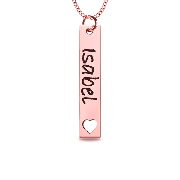 Mitchell K 10KT Rose Gold 8X40MM 18" Heart Engravable Necklace