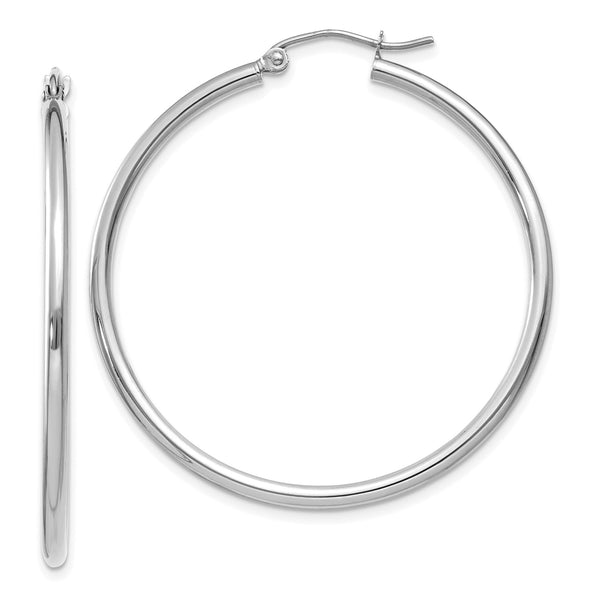 10KT White Gold 35X2MM Hoop Earrings
