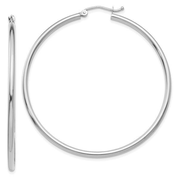 10KT White Gold 47X2MM Hoop Earrings
