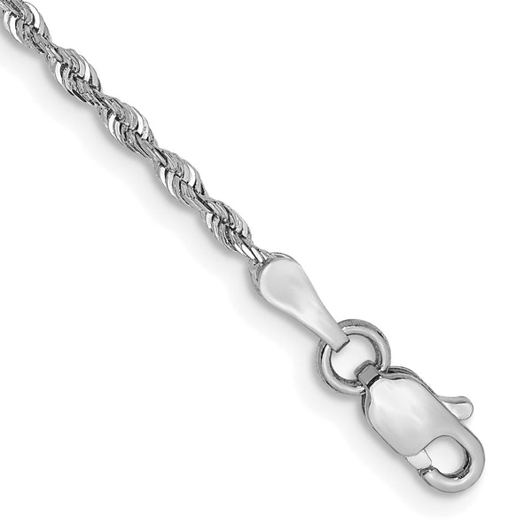 10KT White Gold 7" 1.85MM Diamond-cut Rope Bracelet