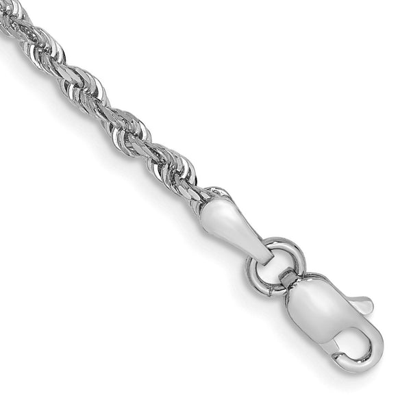 10KT White Gold 7" 2.25MM Diamond-cut Rope Bracelet