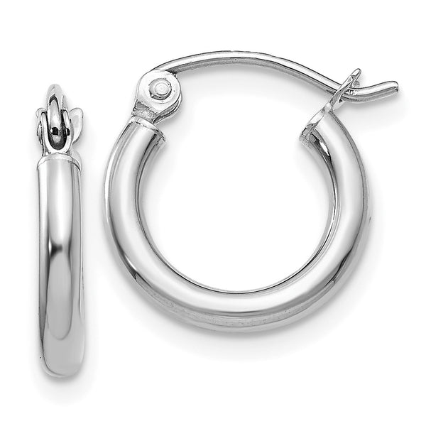10KT White Gold 9X2MM Hoop Earrings