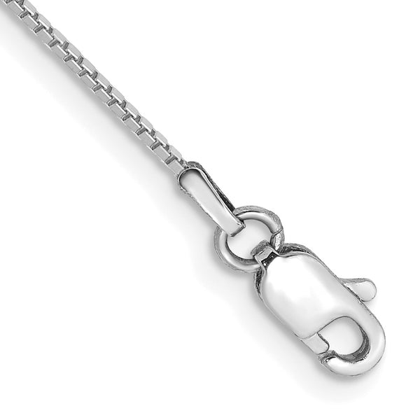10KT White Gold 9" 0.9MM Lobster Clasp Box Chain Anklet