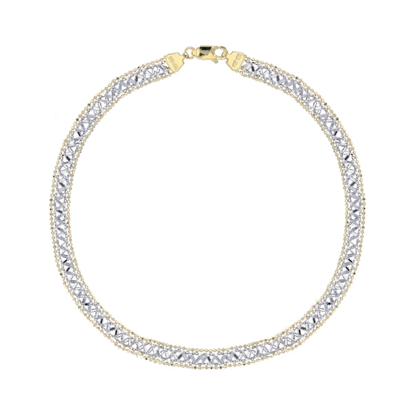 10KT White and Yellow Gold 7.25" Diamond-cut Bracelet
