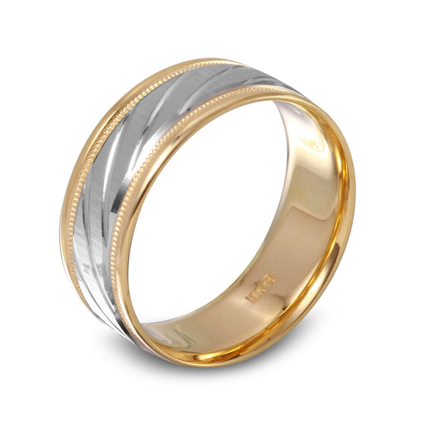 8MM Wedding Ring in 10KT White and Yellow Gold