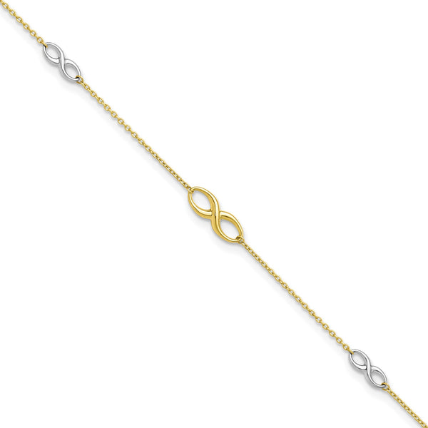 10KT White and Yellow Gold 9" 7.75MM Anklet