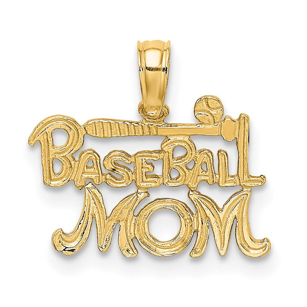 10KT Yellow Gold 10X15MM Baseball Mom Charm