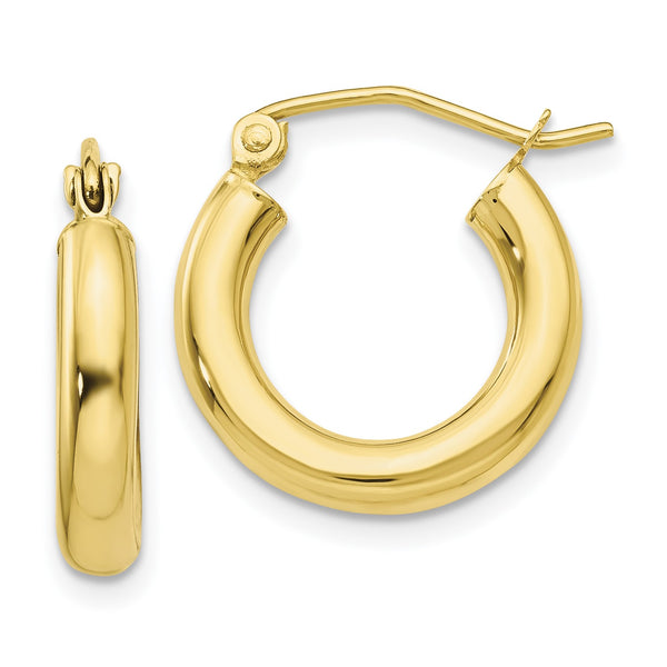 10KT Yellow Gold 10X3MM Hoop Earrings
