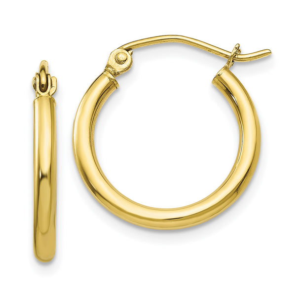 10KT Yellow Gold 13X2MM Hoop Earrings