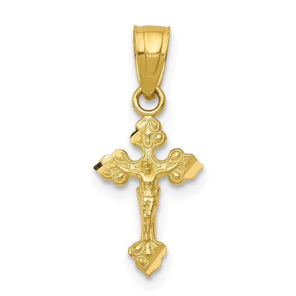 10KT Yellow Gold 18X9MM Crucifix Cross Pendant-Chain Not Included