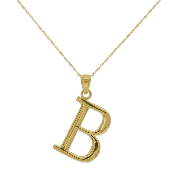 10KT Yellow Gold 18" 30MM Initial Pendant; Initial B