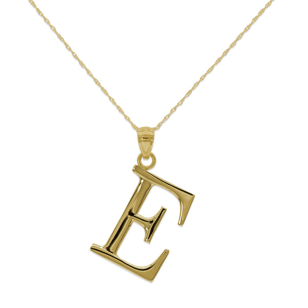 10KT Yellow Gold 18" 30MM Initial Pendant; Initial E