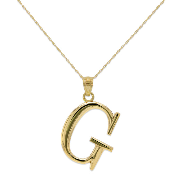 10KT Yellow Gold 18" 30MM Initial Pendant; Initial G