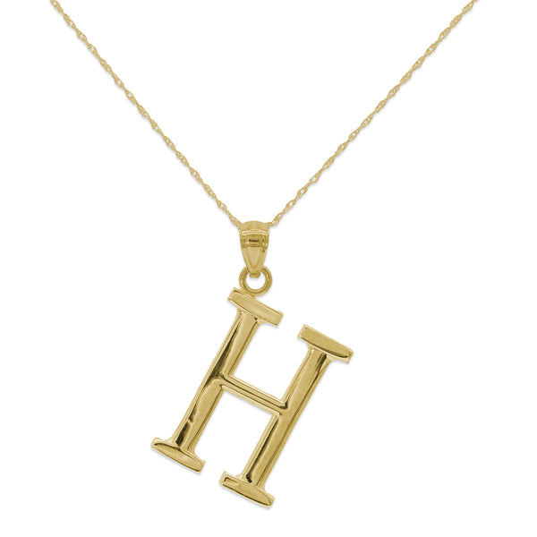 10KT Yellow Gold 18" 30MM Initial Pendant; Initial H
