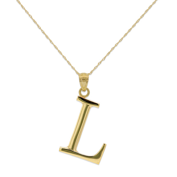 10KT Yellow Gold 18" 30MM Initial Pendant; Initial L