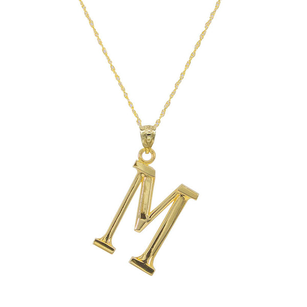 10KT Yellow Gold 18" 30MM Initial Pendant; Initial M