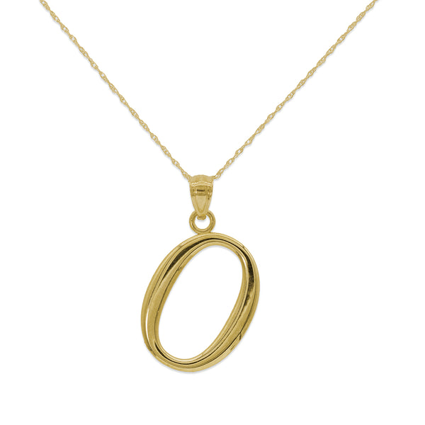10KT Yellow Gold 18" 30MM Initial Pendant; Initial O