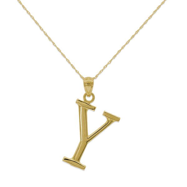 10KT Yellow Gold 18" 30MM Initial Pendant; Initial Y