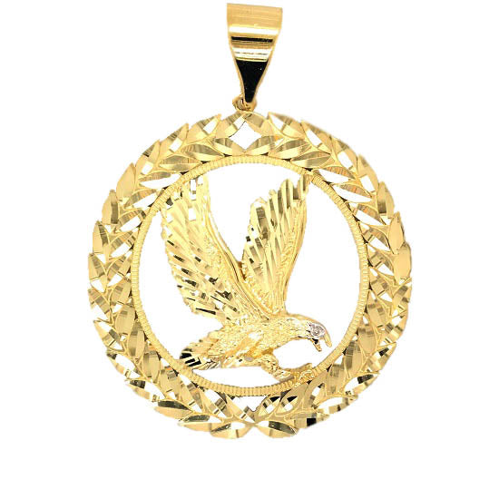 10KT Yellow Gold 48X60MM Diamond Accent Eagle Charm