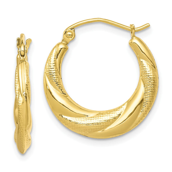 10KT Yellow Gold 20X19MM Hoop Scalloped Earrings