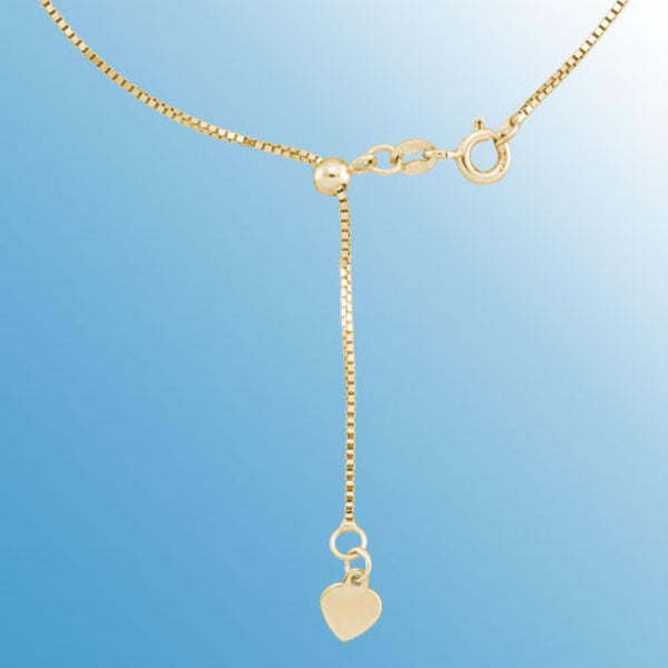 10KT Yellow Gold 24" 0.9MM Adjustable Box Chain