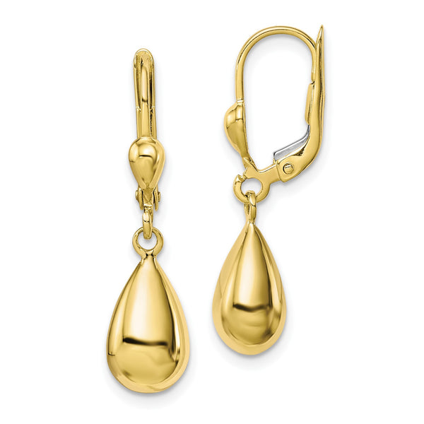 10KT Yellow Gold 29X7MM Drop & Dangle Leverback Earrings