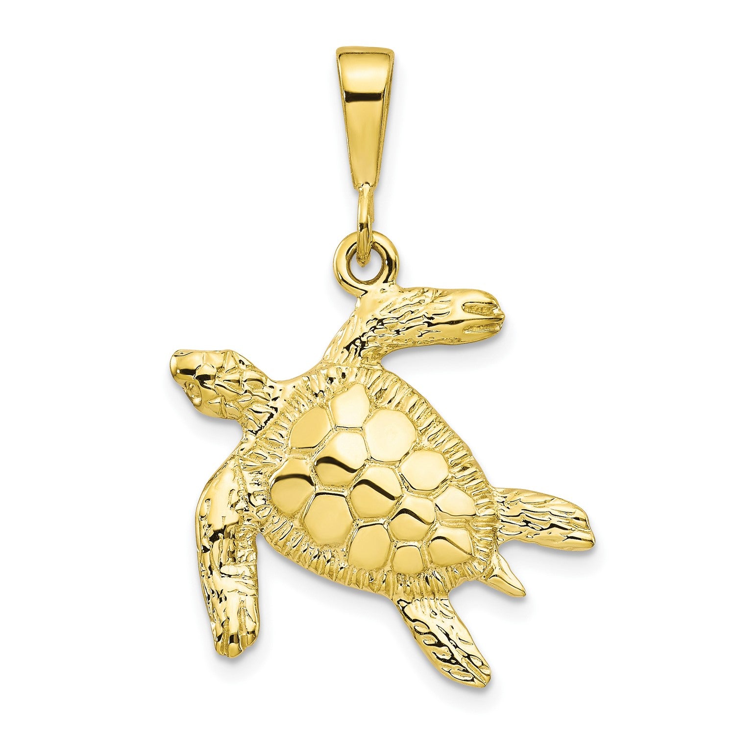 10KT Yellow Gold 31X21MM Turtle Pendant-Chain Not Included