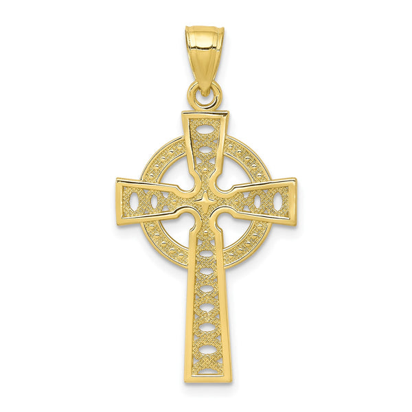 10KT Yellow Gold 34X17MM Cross Pendant-Chain Not Included